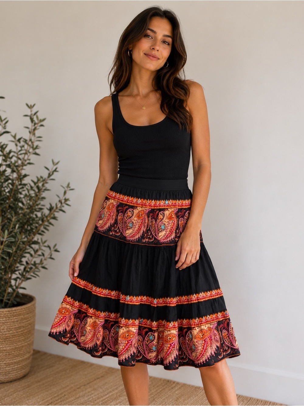Boston proper cotton tiered aline skirt 4P